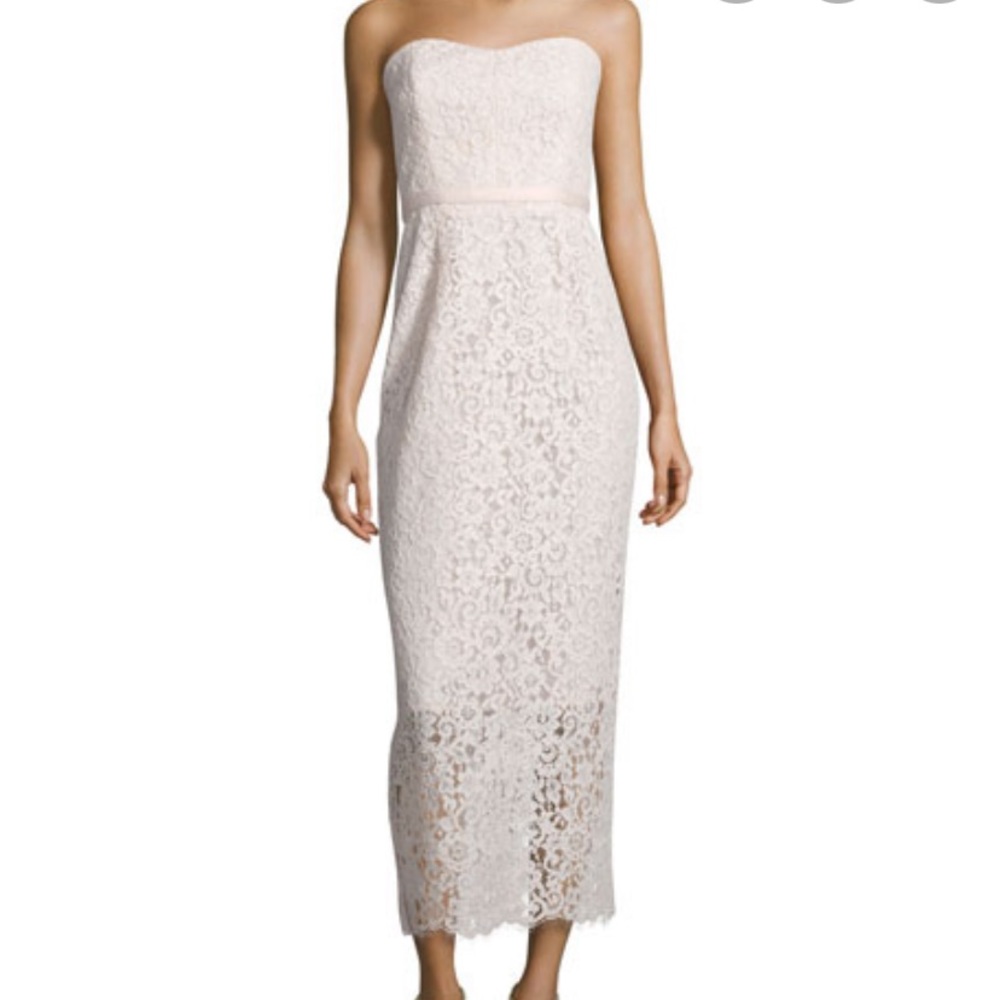 Shoshanna Blush Lace Midi Dress